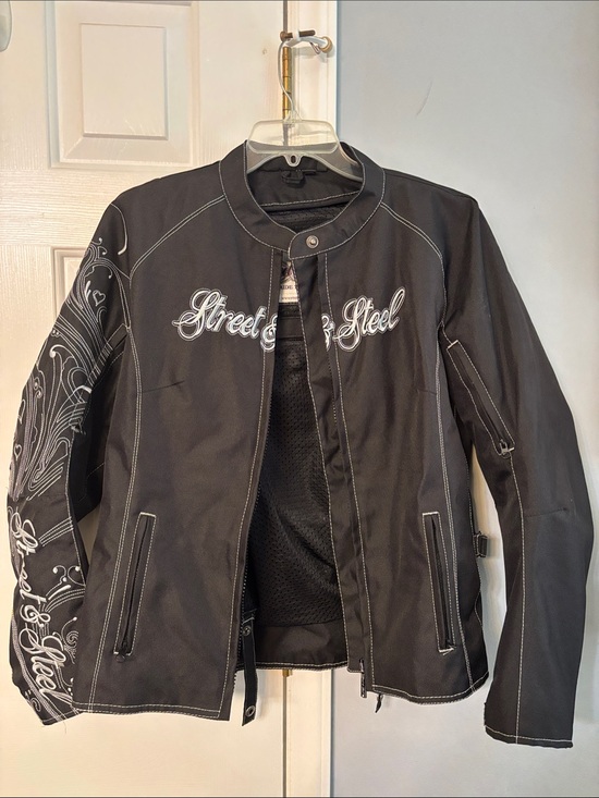 Street and Steel Jackets & Blazers - Women's Street and Steel Black Embroidered Motorcycle Jacket